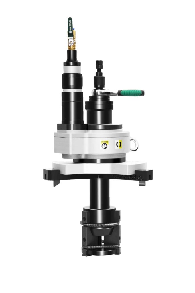 Close-up of an ID Beveler rental tool used for internal pipe beveling, featuring a compact body, adjustable cutting head, and ergonomic handle—ideal for prepping pipe ends in welding and fabrication applications.
